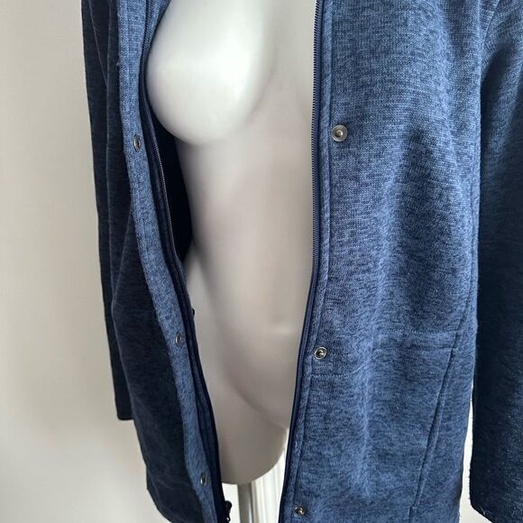 Lands' End Heather Steel Blue Sweater Fleece Long Zip Jacket Tunic Medium M - Picture 8 of 10